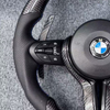 True Carbon Fiber Steering Wheel for BMW F10 F11 F18 F01 F02 F03 F90 F93 F30 E90 with Carbon Fiber Shift Paddles