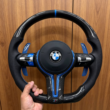 Contrast Stitching Genuine Leather BMW F10 F20 F30 E90 Steering Wheel Flat Bottom BMW Steering Wheel