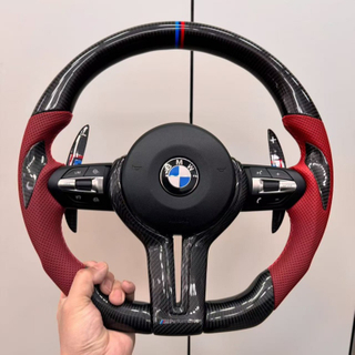 Bright Carbon Fiber Steering Wheel for BMW M3 F01 F02 F03 F10 F20 F30 E90 E92 with Carbon Fiber Thumb Patch