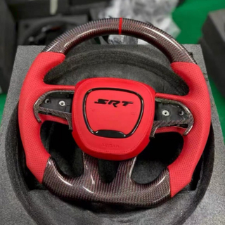 Bright Carbon Fiber Steering Wheel for Dodge Challenger Charger Ram with Airbag Cover