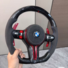 LED Alcantara Steering Wheel for BMW 1-7 Series M3 M5 E90 F30 F20 F10 F36 with Red Paddles