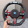 LED Alcantara Steering Wheel for BMW 1-7 Series M3 M5 E90 F30 F20 F10 F36 with Red Paddles