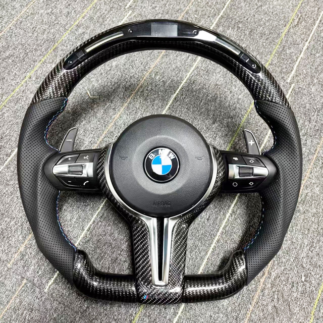 BMW Custom Real Carbon Fiber F30 Steering Wheel M3 M4 M5 E90 F10 LED Shift Light BMW Steering Wheel
