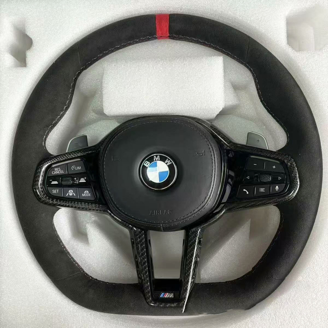Alcantara Flat Bottom BMW Steering Wheel Contrast Stitching Genuine Leather BMW G20 G30 G80 Steering Wheel