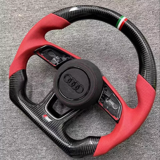 Audi Custom Real Carbon Fiber A4 B9 Steering Wheel Audi A1 A2 B8 TT TTRS 12 O'Clock Ring 