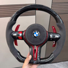 LED Alcantara Steering Wheel for BMW 1-7 Series M3 M5 E90 F30 F20 F10 F36 with Red Paddles