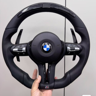 LED Leather Steering Wheel for BMW E90 E91 E92 E93 E70 E71 E87 E89 F30 F20 F10 with Carbon Fiber Paddles
