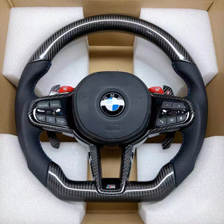 Gloss Carbon BMW G80 Racing Steering Wheel Contrast Stitching Genuine Leather BMW G20 G30 G80 Steering Wheel