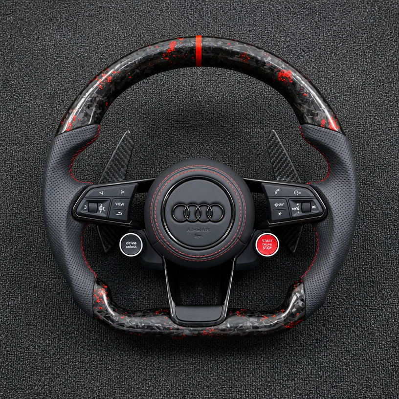 Custom Genuine Carbon Fiber Steering Wheel for Audi R8 Type42 Type4S 2006‑2024 Coupé Spyder - YINGGENE