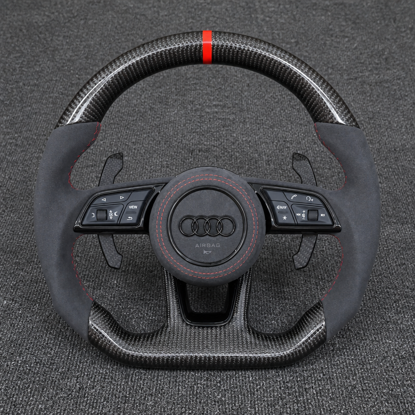 Custom Genuine Carbon Fiber & Napa leather Steering Wheel for Audi R8 Type42 Type4S 2006‑2024 Coupé Spyder - YINGGENE