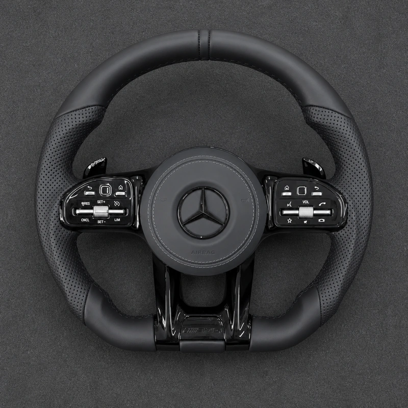 Mercedes A B C E S GLC GLE 2003-2026 W203-W206 W211-W21 Custom Nappa Genuine Leather AMG Steering Wheel -YINGGENE