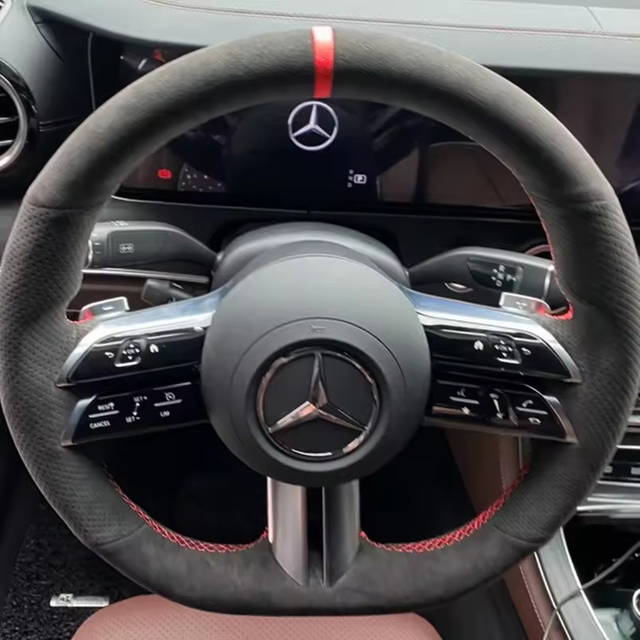 Custom Car Steering Wheel Braid Cover Suede 100% Fit For Mercedes Benz S-Class W223 2021 C-Class W206 2021 E-Class W213 2021