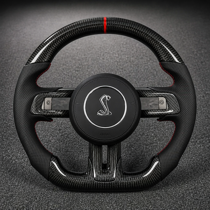 Custom Ford Mustang Series Real Carbon Fiber Steering Wheel 2015-2023 - YINGGEN