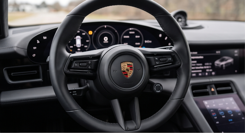 Modern Porsche Taycan Digital Capacitive Steering Wheel with HOD