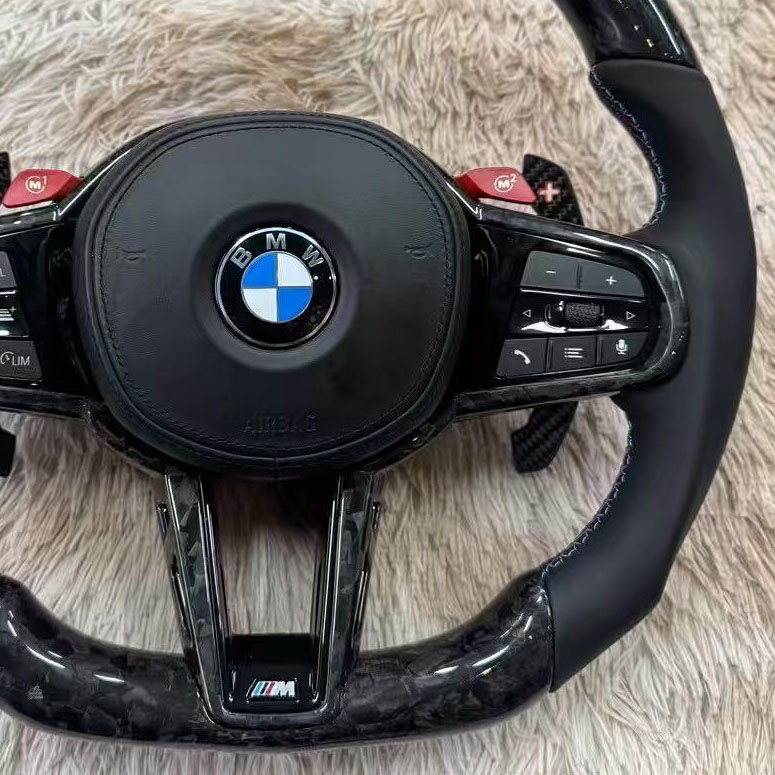 BMW Real Carbon Fiber Modification Steering Wheel Nappa Genuine Leather 3 Series M3 (2019-2025)-YG
