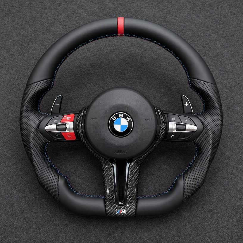 For BMW 3 Series M3 F30 F31 F34 F35 F80 2012–2019 Custom Made Nappa Leather Steering Wheel-YINGGENE