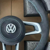 Installed sport steering wheel compatible with VW models, vehicle interior upgrade accessory