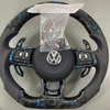Detail view of sport VW steering wheel, premium material car interior modification part
