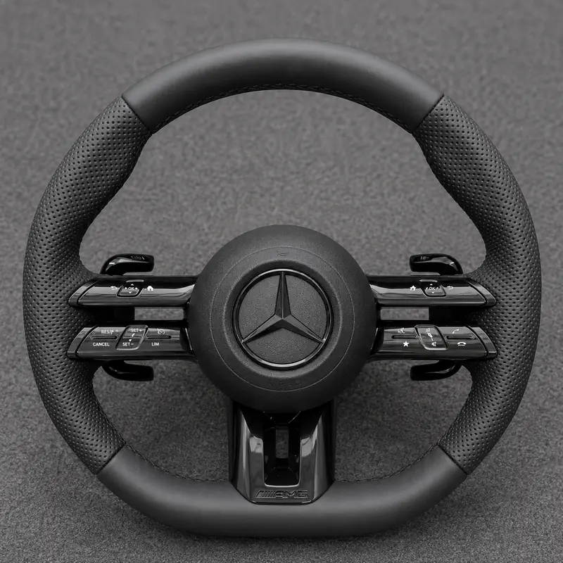 Mercedes A B C E S GLC GLE 2003-2026 W203-W206 W211-W214 Custom Nappa Genuine Leather AMG Steering Wheel -YINGGENE