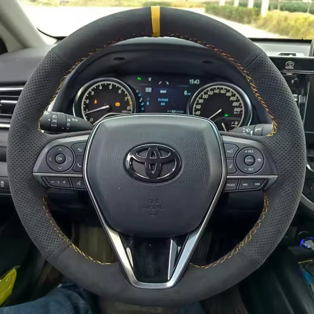 Custom Car Steering Wheel Braid Cover Soft Suede 100% Fit For Toyota Camry 2018-2019 Avalon 2019 RAV4 2019 Corolla 2019-2020