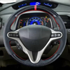 Steering Wheel Cover For Honda Civic 8 Old Civic Type R 2004 2005 2006-2011 (3-Spoke) Carbon Fiber Leather Interior Accessories