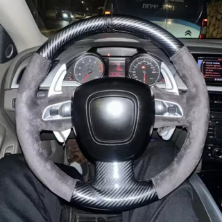 Custom Car Steering Wheel Cover A3 (8P) A4 (B8) A5 A8 A8 L Q7 RS 4 S4 S5 S6 Carbon Fiber Suede Steering Wrap Cover For Audi A3