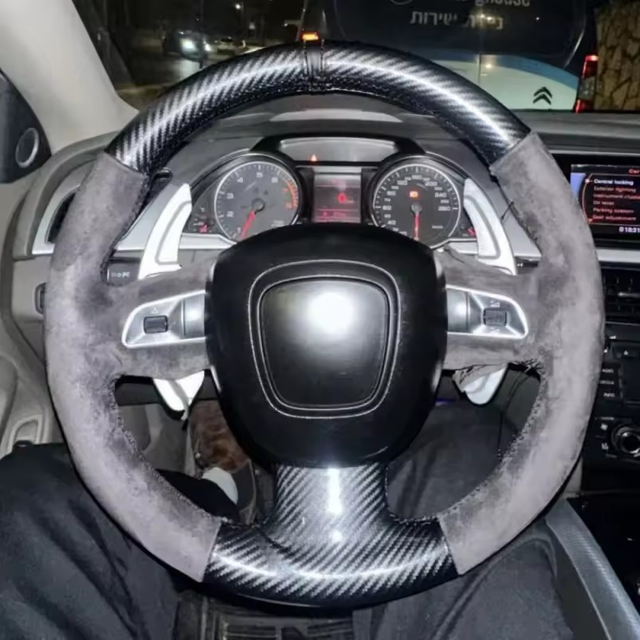 Custom Car Steering Wheel Cover A3 (8P) A4 (B8) A5 A8 A8 L Q7 RS 4 S4 S5 S6 Carbon Fiber Suede Steering Wrap Cover For Audi A3