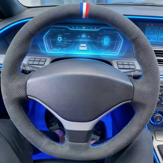 Custom DIY Car Steering Wheel Cover 308 3008 408 508 301 307 2008 Car Interior Suede Steering Wrap Cover For Peugeot 308