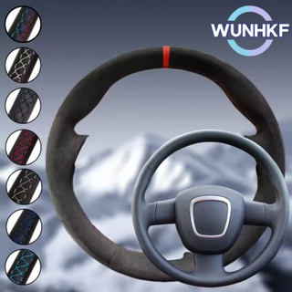 Custom Car Steering Wheel Cover For Audi A3 8P Sportback A4 B7 Avant A6 C6 S4 Suede Steering Wrap Car Interior Accessories