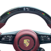 Porsche 911 Cocoa Tayneen Custom Carbon Fiber Steering Wheel with LED Shift Lights and Bordeaux Red Nappa Leather Stitching