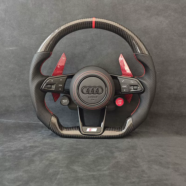 Bright Carbon Fiber Spliced Alcantara Steering Wheel Suitable for Audi Models A5 A6L A7 TT Q5 S4 S RS5 RS6 RS7 12 O'Clock Ring