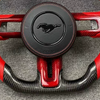 Ford Custom Real Carbon Fiber Mustang Steering Wheel Red Nappa Leather Custom 12 O'clock Ring Ford Steering Wheel