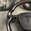Tesla Custom Real Carbon Fiber Model 3 Y X S Steering Wheel with Leather Airbag Cover