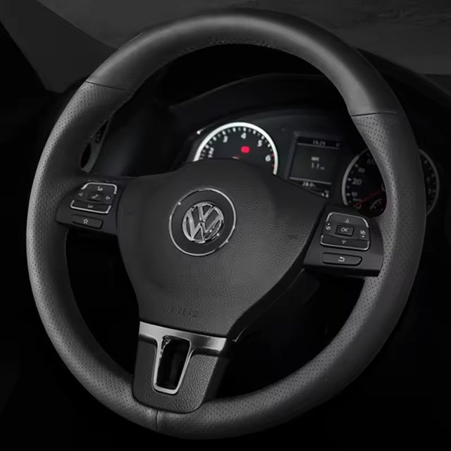 Custom Car Steering Wheel Cover Genuine Leather 100% Fit For Volkswagen VW Tiguan Lavida Passat B7 Jetta Mk6 MK5 Car Interior
