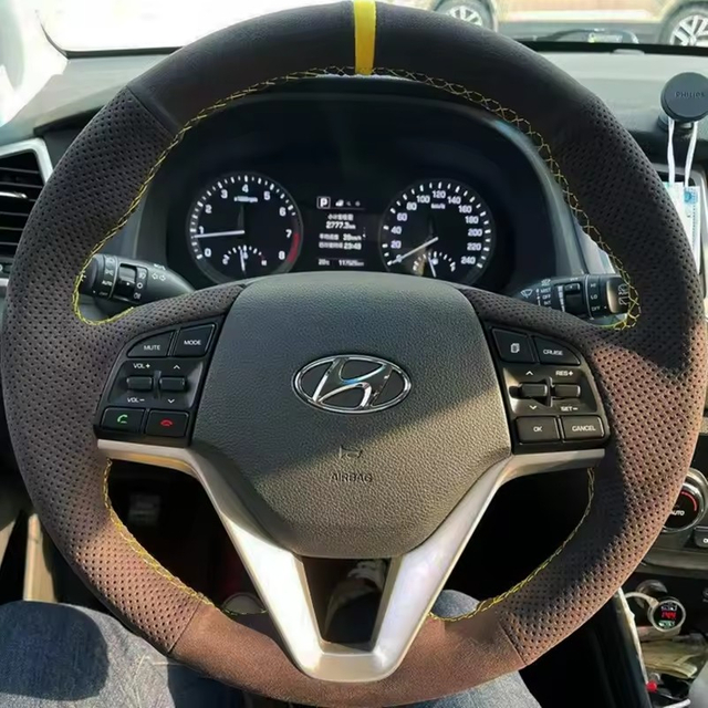 Custom Car Steering Wheel Braid Cover Soft Suede 100% Fit For Hyundai Tucson 3 2015 2016 2017 2018 2019 2020 Car Accessories