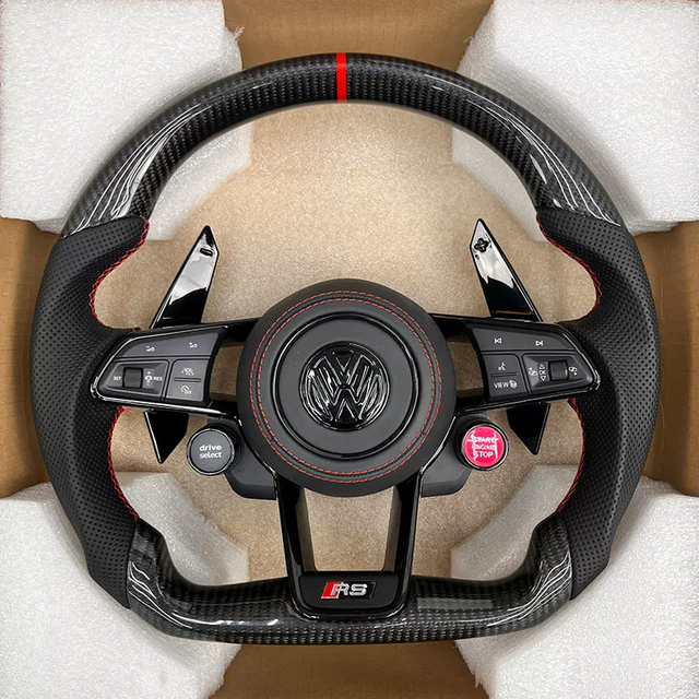 Volkswagen VW Custom Genuine Carbon Fiber Golf 7 8 GTI Polo MK7 Steering Wheel Carbon Fiber