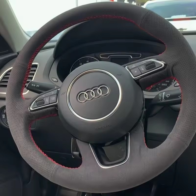Custom Steering Wheel Cover Suede 100% Fit For Audi Q3 (8U) 2011-2018 Q5 (8R) 2012-2017 Q7 (4L) 2011-2015 SQ5 Car Accessories
