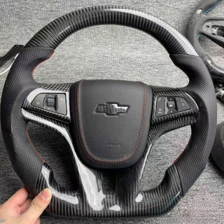 Genuine Carbon Fiber Steering Wheel for Chevrolet Cruze with Leather Airbag Cover