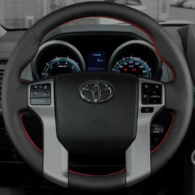 Custom Car Steering Wheel Cover Genuine Leather Fit For Toyota Land Cruiser Prado 2010-2017 Tundra 2014-2019 Tacoma 2012-2019