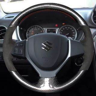 Custom Car Steering Wheel Cover Carbon Fiber Genuine Leather Fit For Suzuki CELERIO S-CROSS SX4 2013 2014 Suzuki Vitara 2015