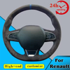 Custom Suede Car Steering Wheel Braid Cover 100% Fit For Renault Kadjar Koleos Scenic Espace Megane Talisman Auto Accessories