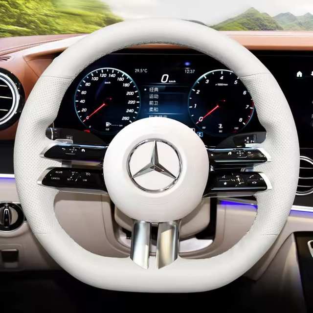Custom DIY Car Steering Wheel Braid Cover 100% Fit For Mercedes Benz C-Class W206 2021 E-Class W213 2021 S-Class W223 2021