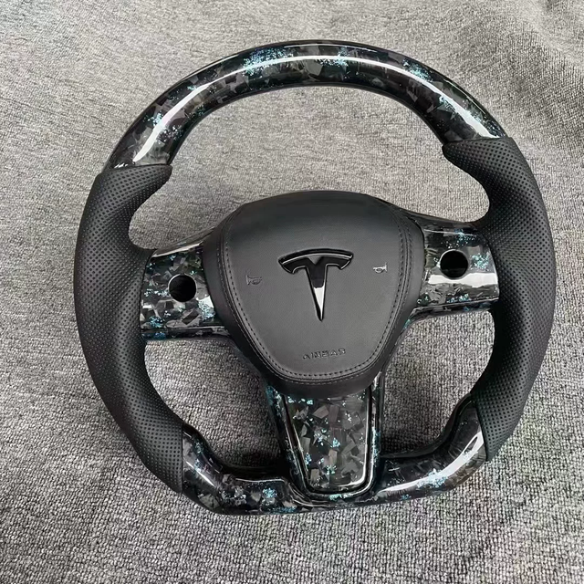 Custom Carbon Fiber Steering Wheel for Tesla Forged Carbon Fiber Ergonomic Steering Wheel Compatible with Model Y 3 X S