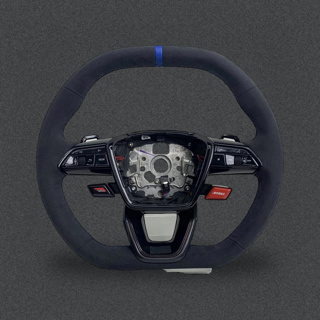 Custom Flat Bottom Semi-perforated Leather Carbon Fiber For Multifunction Steering Wheel For Audi