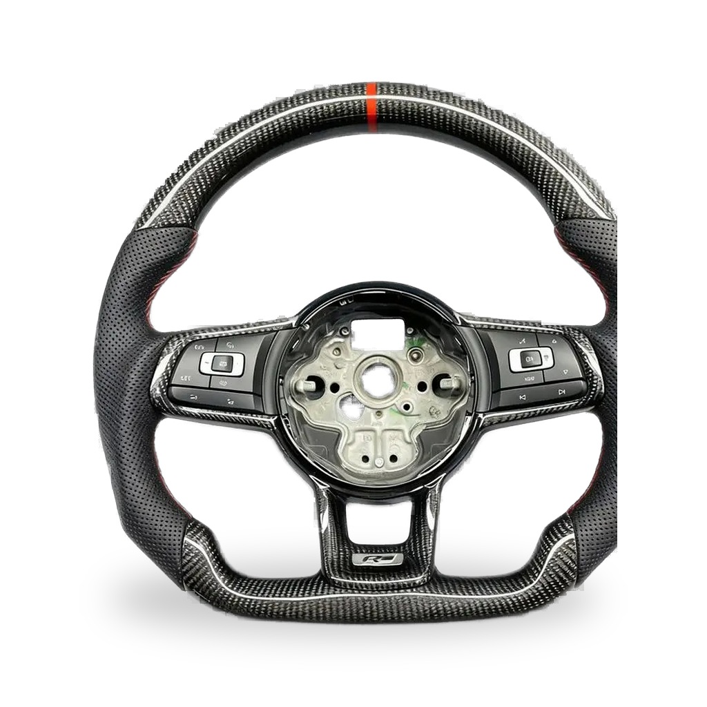 Custom Carbon Fiber Car Steering Wheel With Leather Olive Green Trim For Vw Golf Gti Mk8 Sports Assembly Up
