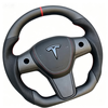 Matte Carbon Tesla Plaid Steering Wheel M-Tri Color Stitching T100% Fitment Guarantee Tesla