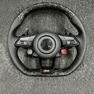 VW Steering Wheel Forged Carbon Fiber Spliced Nappa Leather Steering Wheel Color Customization for Golf 8pro GTI MK7 MK8