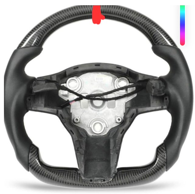 Tesla Custom Matte Carbon Fiber 2024 Model Y Steering Wheel 