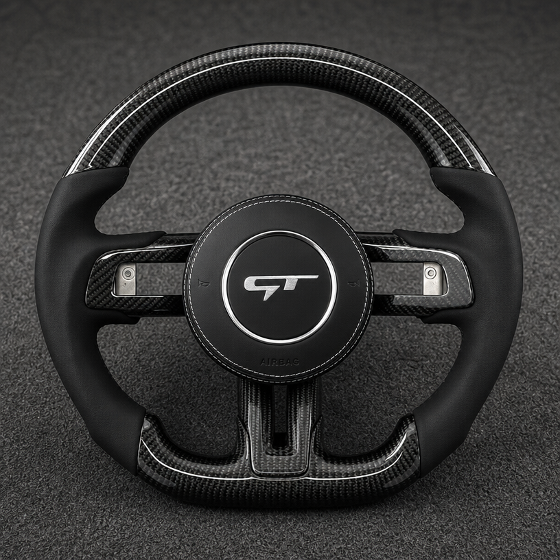 Custom Ford Mustang Series Real Carbon Fiber Steering Wheel 2015-2023 - YINGGEN