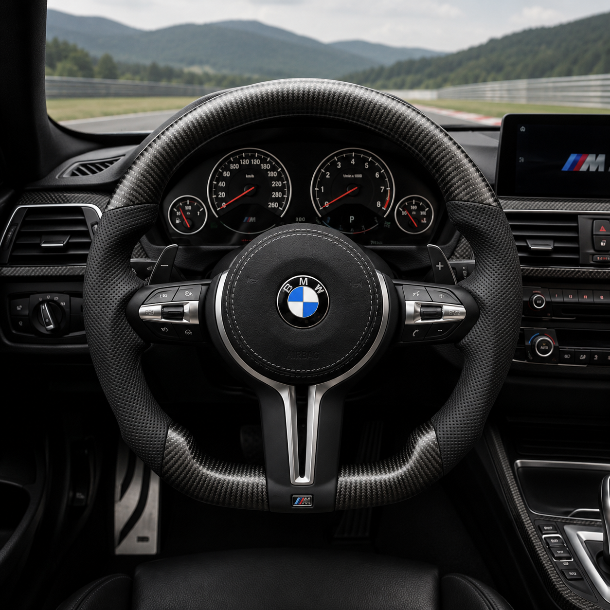 Matte Carbon Fiber Steering Wheel for BMW M4 F82 F83 M2 F87 X6 F16 X5 F15 F30 F20 E70 Plug And Play